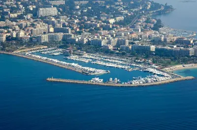 an aerial view of a harbor with boats in the water at Blvd De La Croisette 82A, Cannes, La Réale in Cannes