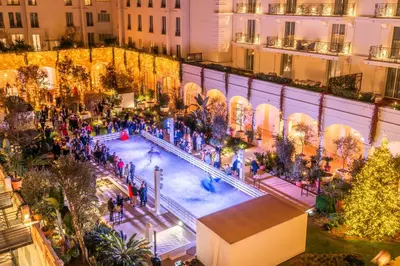 an overhead view of a shopping mall at night at Carlton Cannes, a Regent Hotel in Cannes