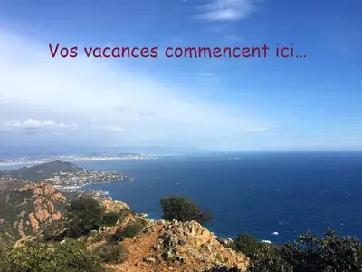 a view of the ocean with the words was volcanoesement left at Mimosa in Cannes