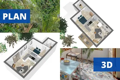 a collage of photos with a plan at Le Alex - 800m des plages - extérieur - Verrière Côte d'Azur in Cannes