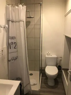 a bathroom with a toilet and a shower at Studios des Congrès et Festivals in Cannes