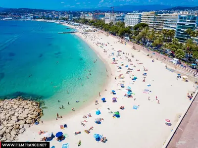 a group of people on a beach with the ocean at 2 pièces - Croisette et Plages à 10 mn à pieds in Cannes