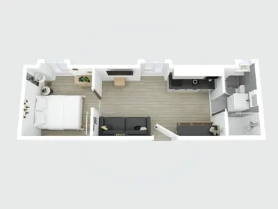 a rendering of a floor plan of a apartment at LB Vacation Rentals I Cute Affordable 1-Br Minutes From Cannes Center in Cannes