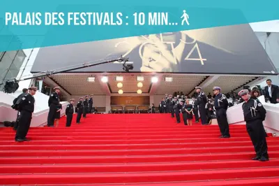 a group of men in suits standing on a red carpet at Duplex : Plage 300m, Clim, Netflix in Cannes