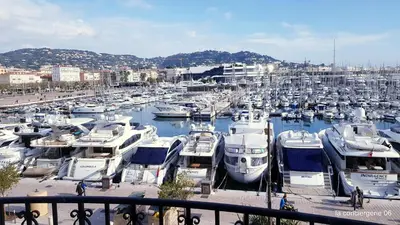 a bunch of boats are docked in a marina at CANNES STUDIO - wifi, clim in Cannes