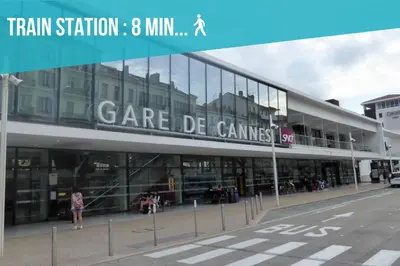 a building with a sign on the side of it at Le Forville : 400m Palais, Calme, Clim in Cannes