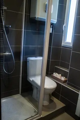 a bathroom with a toilet and a shower at Appartement palais plages in Cannes
