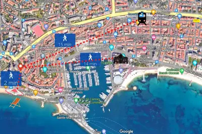 a map of a city with roads and buildings at le Clem - 100m des plages - Suquet - Verrière Côte d’Azur in Cannes