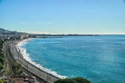 a view of a beach and the ocean at IMMOGROOM- Incredible View -4- Big Terrace - AC - Parking in Cannes