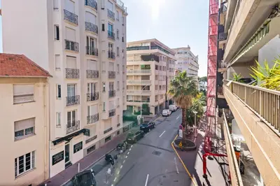 an aerial view of a city street with buildings at Majestic Apartment in Cannes