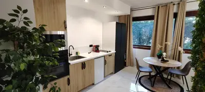 a bathroom with a shower and a sink and a mirror at Studio design - 5 min à pied du Palais & plages in Cannes
