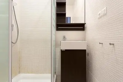 a bathroom with a sink and a shower at 1 bedroom appartement Cannes (Carnot) in Cannes