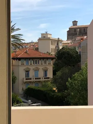 a view from a window of a city with buildings at Esterel Terrasses, roof top front de mer, parking payant in Cannes