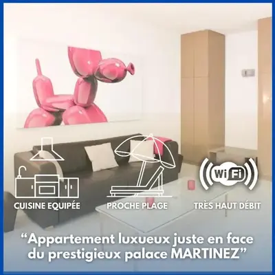 2 pièces Luxueux en face du Martinez et Croisette