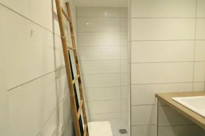 a bathroom with a shower with a ladder in it at Chic 2 chambres vue PORT, FELIX FAURE-COEUR DE CANNES A2B218 in Cannes