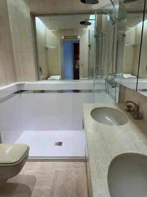 a bathroom with a sink and a toilet at Studio Cannes Grand Hôtel Ibis avec Terrasse in Cannes