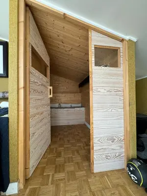 a room with two wooden doors in a room at Venue C - Luxurious & Spacious - Mansion - Elevator - Patio in Cannes