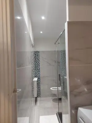 a bathroom with a shower and a toilet at Appartement Bellarosa in Cannes