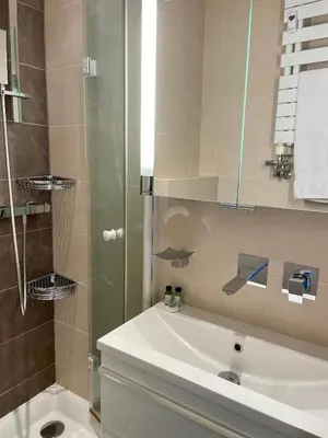 a bathroom with a sink and a shower at Chambre idéalement située à 50m de la Croisette in Cannes