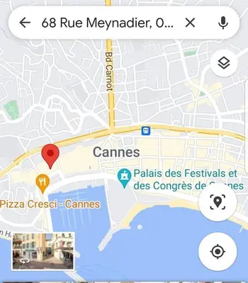 a screenshot of a map of a city at STUDIO CENTRE CANNES FORVILLE in Cannes