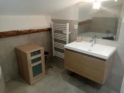 a bathroom with a sink and a mirror at Studio cosy à côté du Palais des festivals in Cannes