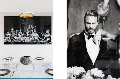 a black and white photo of a man in a tuxedo at Superbe appartement à Cannes vue mer panoramique 