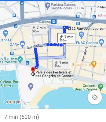 a map of the campus of palais des festivals at Mansarde Cannes in Cannes