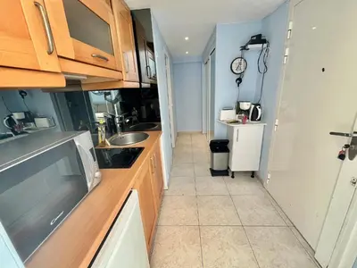 a small kitchen with a sink and a counter at Louise appartement, by Welcome to Cannes in Cannes