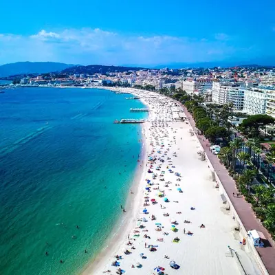 an overhead view of a beach with people and the ocean at Cannes Palm Beach Top Floor Terrace ! SAINT JAMES in Cannes
