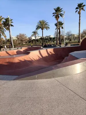 a person riding a skateboard on a ramp at a skate park at Le St Nicolas in Cannes