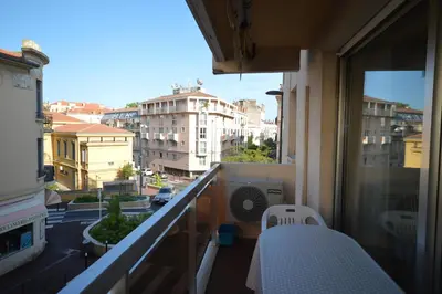 a balcony with a view of a city at Cannes studio ideal for congresses or holidays in Cannes