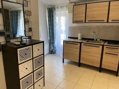 a kitchen with a sink and a counter top at Studio Suquet 3 in Cannes