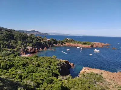 a group of boats in a body of water at Sainte Rosalie in Cannes