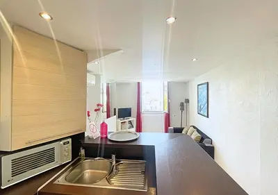 a kitchen with a sink and a counter top at Viva Riviera Central 1 Bedroom Place Gambetta in Cannes