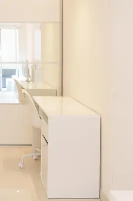 an office with a white desk and a mirror at Cannes: superbe appartement de type T2 pour 4 pers in Cannes