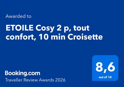 a screenshot of a cell phone with the text emailed to elly cozy p at ETOILE Cosy 2 p, tout confort, 10 min Croisette in Cannes