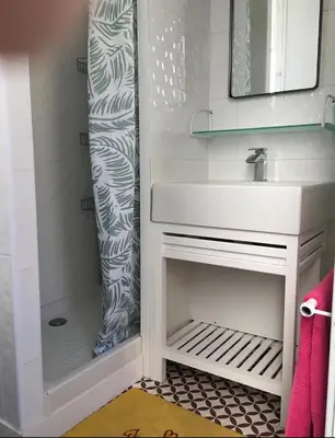 a bathroom with a sink and a shower at Croisette Beach Cannes Banane 4 sleeps Apart in Cannes