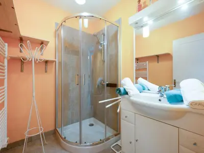 a bathroom with a shower and a sink at Apartment Le Morélia by Interhome in Cannes