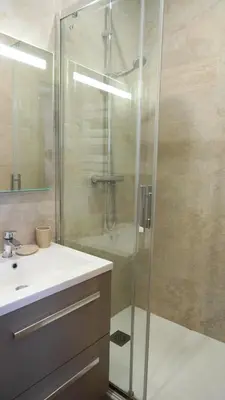 a bathroom with a shower and a sink at Proche Carlton & Croisette, Appartement 101 - Palmazur Vacances in Cannes