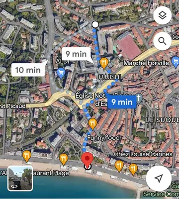 a map with pointers to different places on it at Lovely studio in the heart of Cannes in Cannes