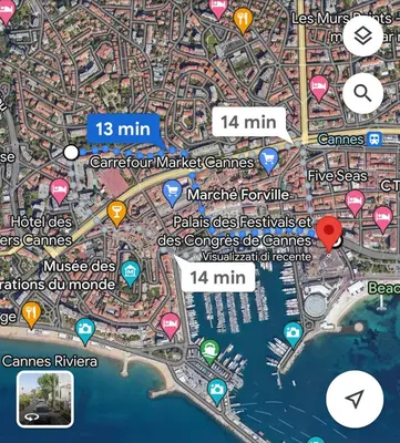 a map of a city with locations on it at Lovely studio in the heart of Cannes in Cannes