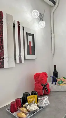 a tray of food on a counter in a room at Lovely studio in the heart of Cannes in Cannes
