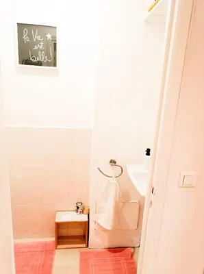 a bathroom with a toilet and a sink at L'étoile pétillante in Cannes