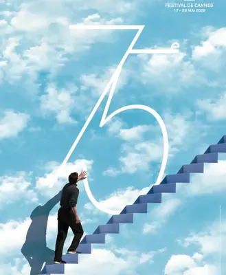 a man walking up a stairway with a arrow in the sky at Studio confortable 10 min du Palais des festivals in Cannes