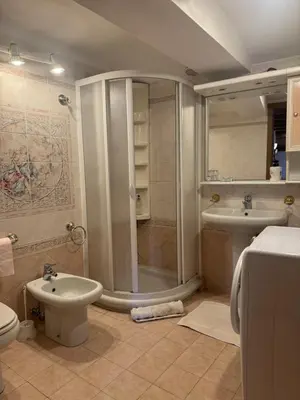 a bathroom with a shower and a toilet and a sink at Le Suquet Appart in Cannes