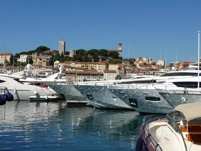 a group of boats docked in a marina with buildings at Townhouse in the heart of the suquet - 4 bedrooms in Cannes