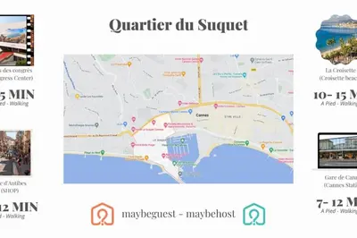 a map of the quartermile survey and a map of the city of miami at C048 Studio Spacieux proche Plages et Palais in Cannes