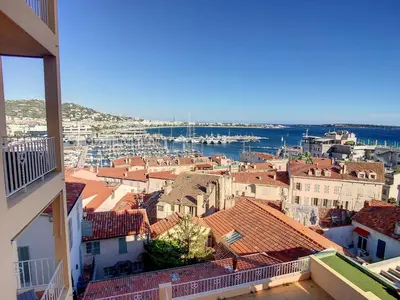 a view of a city with boats in the water at 2 bedroom, 2 bathrooms Suquet with sea view 314 in Cannes