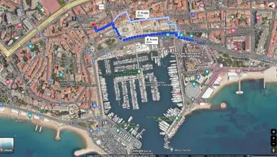 a map of a city with buildings and water at Les Halles Forville - Palais, plages, wifi, clim in Cannes