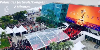 a group of people walking down a city street at 2 Bed - Ascenseur - 2 min du Palais - Climatisé in Cannes